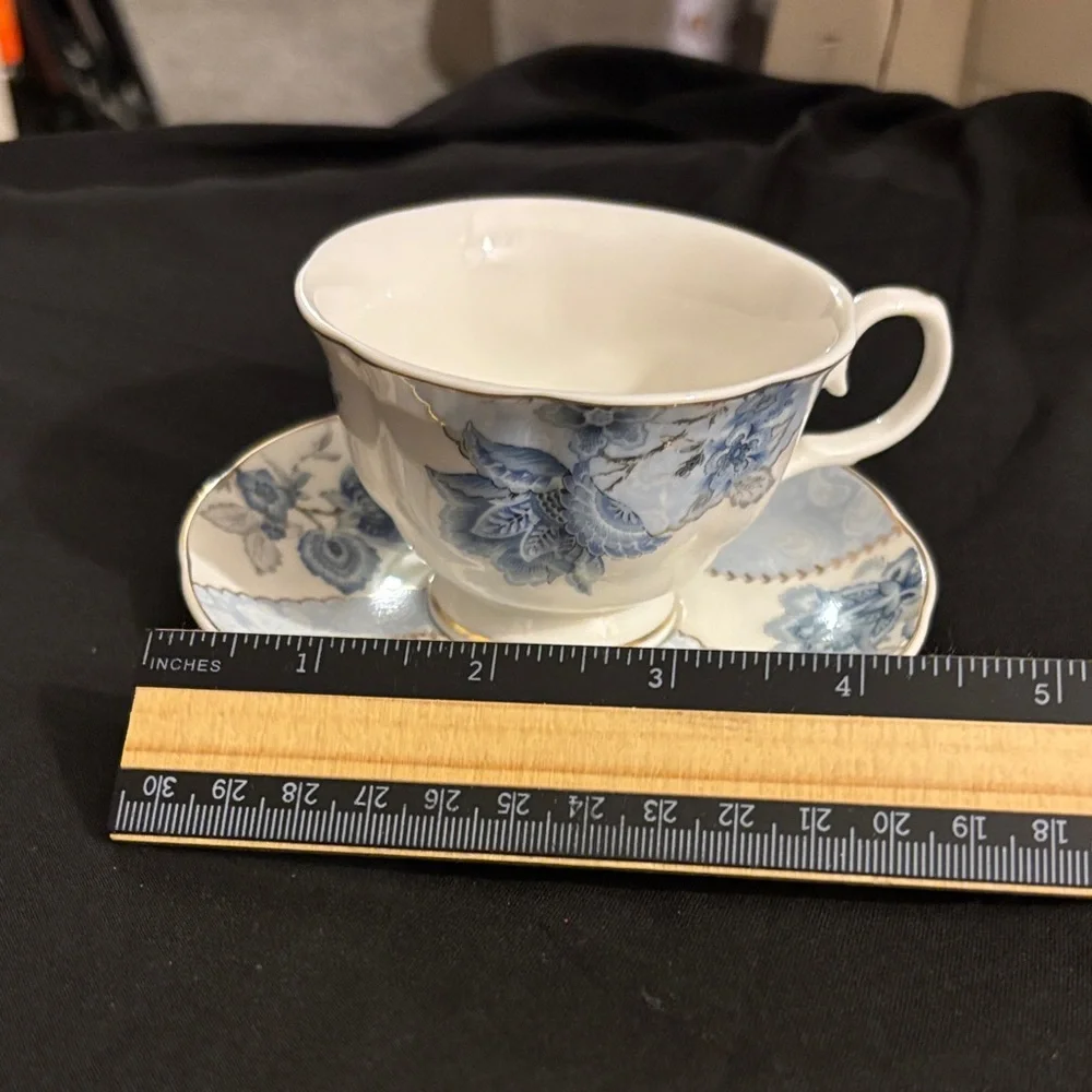 Fanquare Blue Floral Teacup and Saucer Set